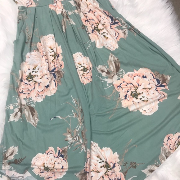 Reborn J Mint Floral print midi dress - Picture 3 of 4